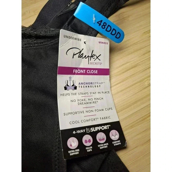 Playtex US4423 Front Close No Poke Dreamwire Bra 48DDD - Picture 4 of 6